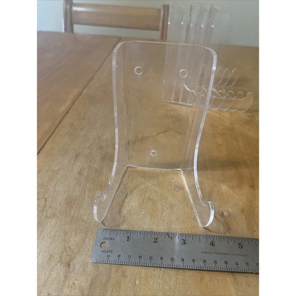 Acrylic Plate/display Stands 5.5in Tall with Holes Wall Mount set/6 - Picture 3 of 6
